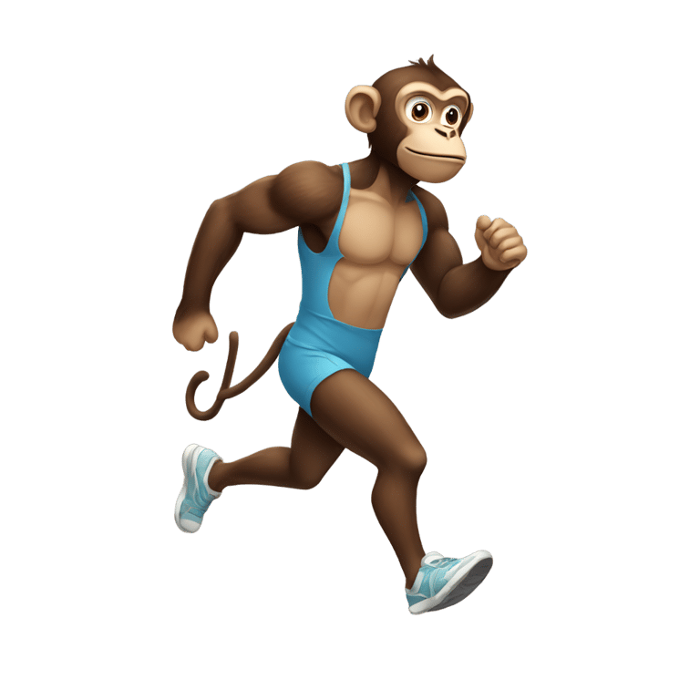 genmoji: A monkey running in gym clothes