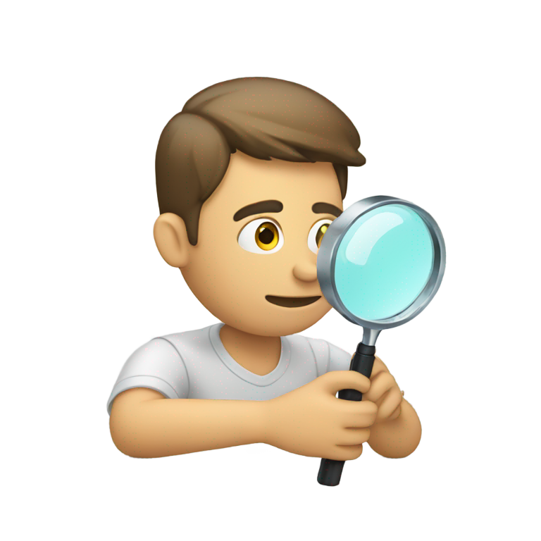 genmoji: guy looking at a magnifying glass