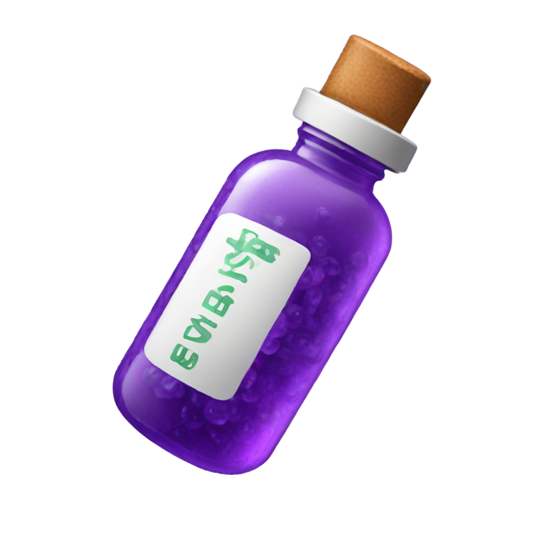 genmoji: Purple sprite bottle pills