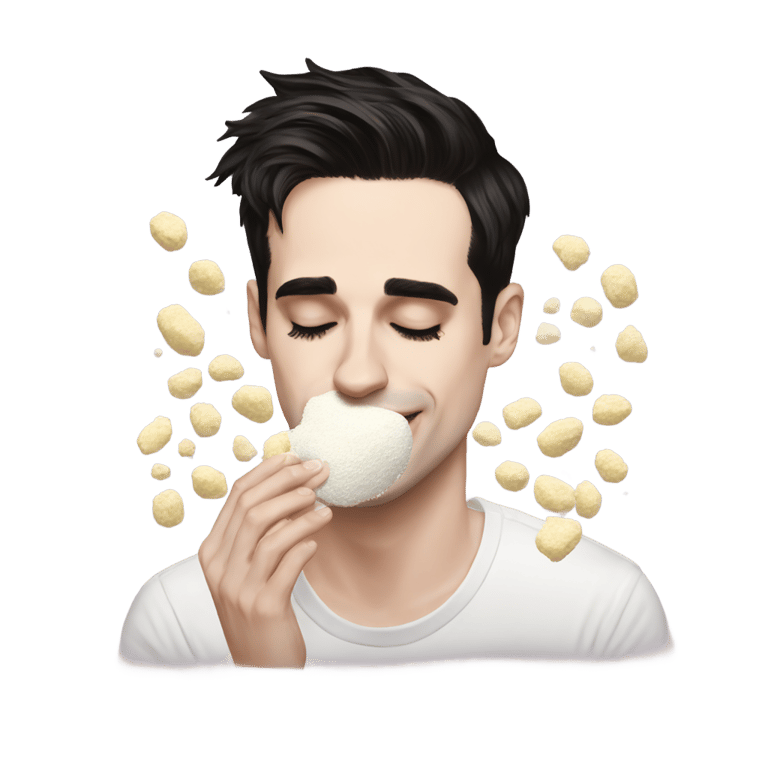 genmoji: Brendon Urie smelling Flour