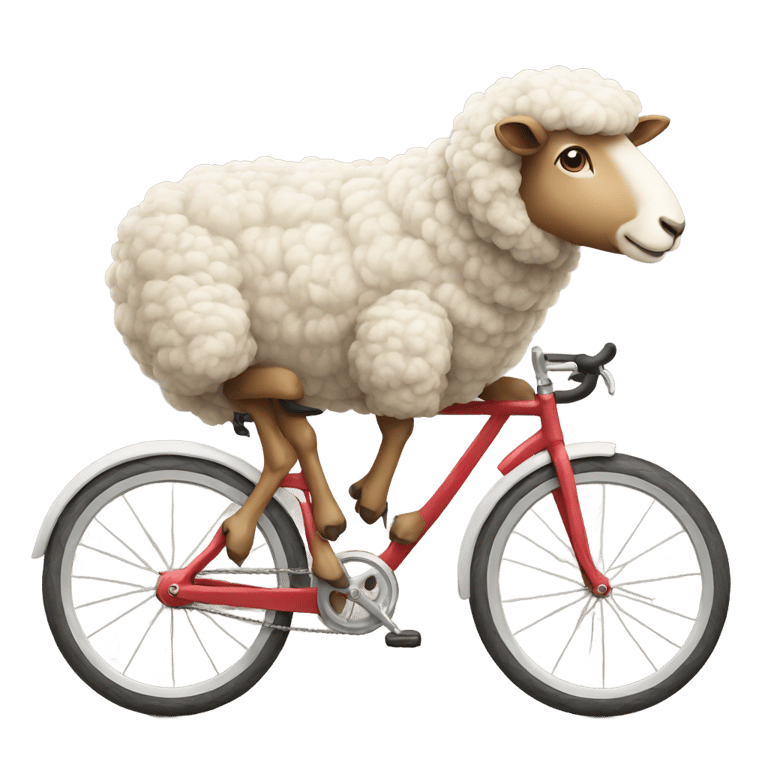 genmoji: Sheep riding on a bicycle