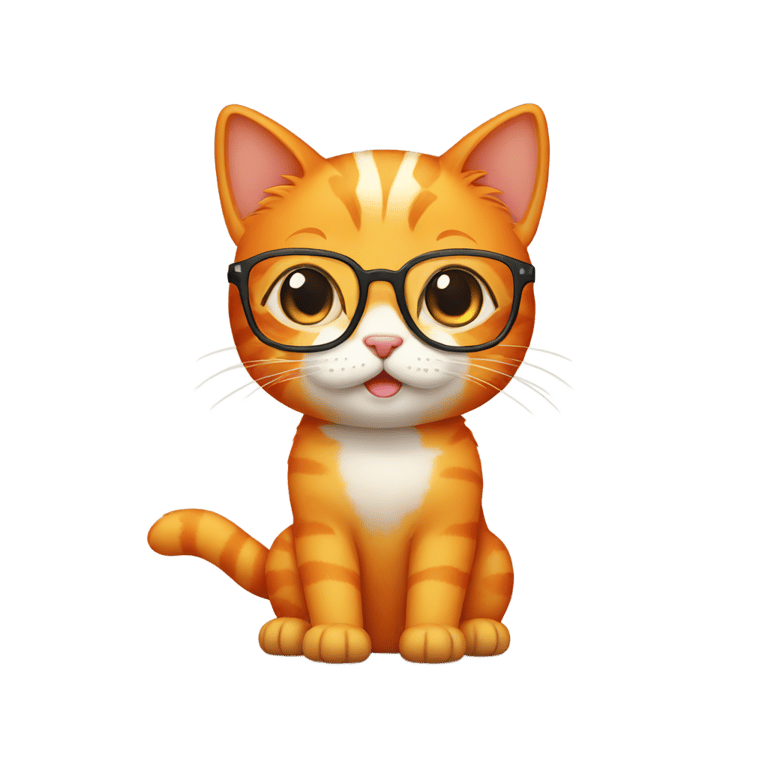 genmoji: A cute orange cat with glasses