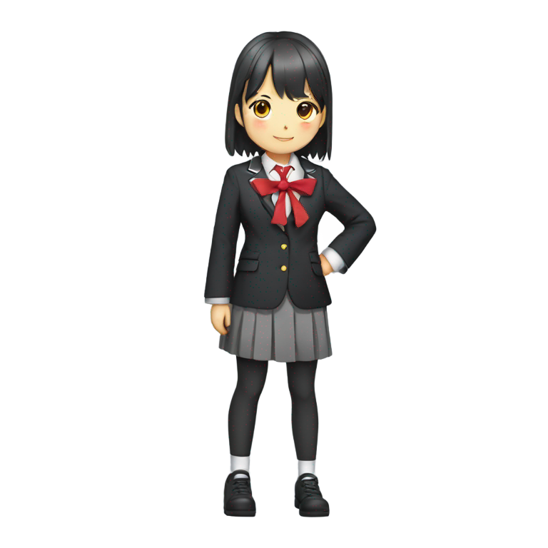 genmoji : Écolière de manga japonaise avec blazer et ruban rouge