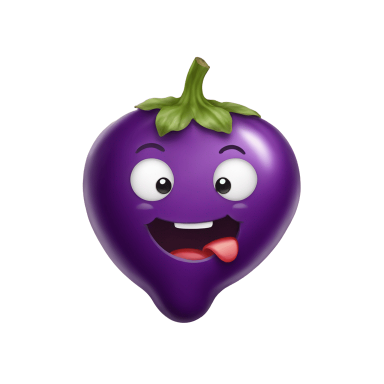 genmoji: Eggplant on tongue