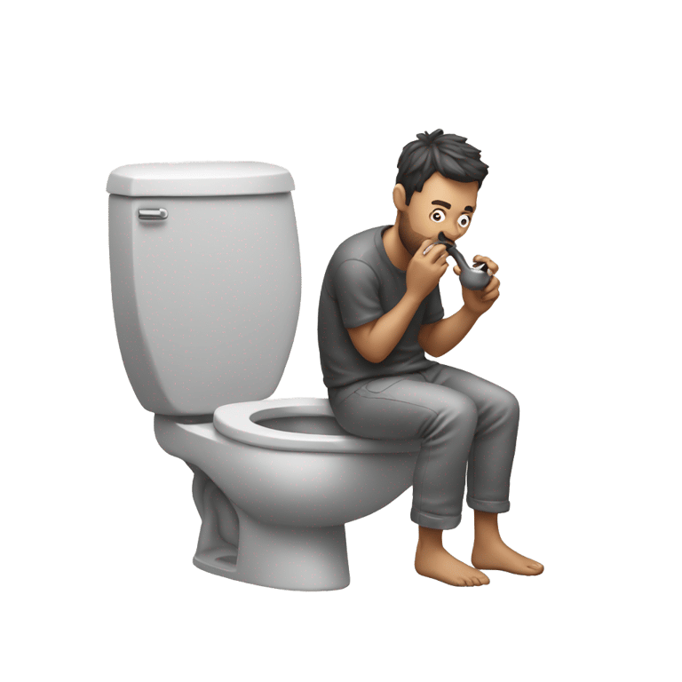 genmoji: Man eating pipe bomb while on toilet