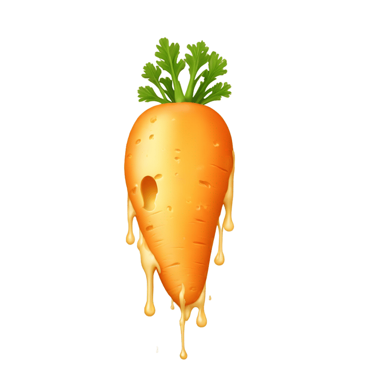 genmoji: Tan carrot dripping cheese