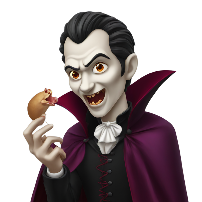 genmoji : Vampire mangeant une souris