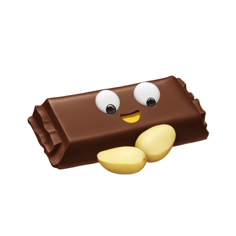 絵文字：A chocolate bar in love with a potato chip