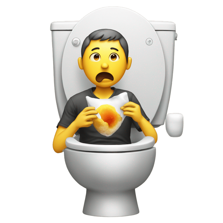 genmoji : Man eating nuke while on toilet