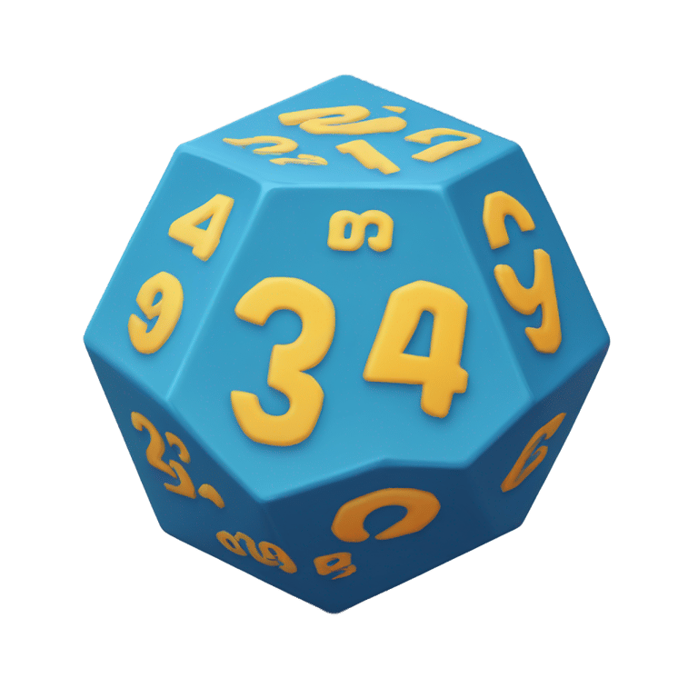 genmoji : 12 sided dodecahedron dice with numbers on all sides