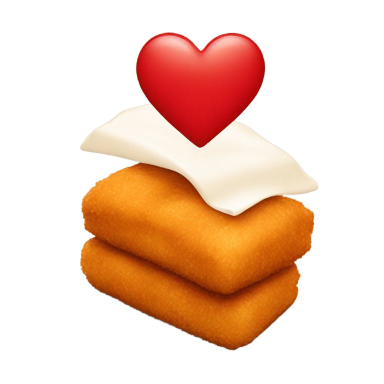 genmoji: a chicken nugget with ketchup and a red heart
