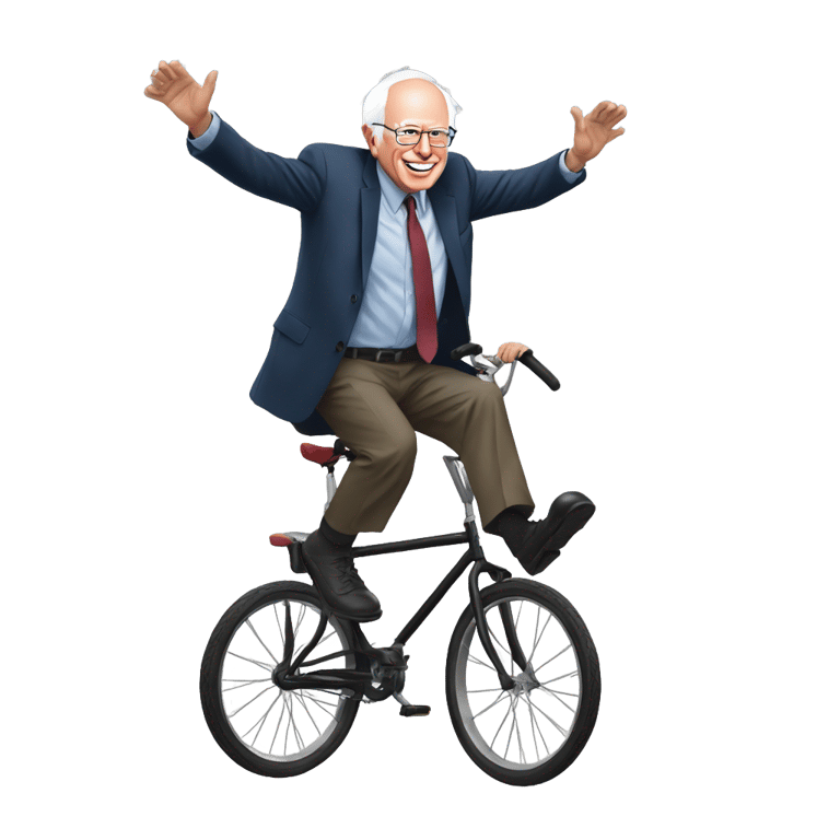 絵文字：senator bernie sanders riding a unicycle to a 7/11