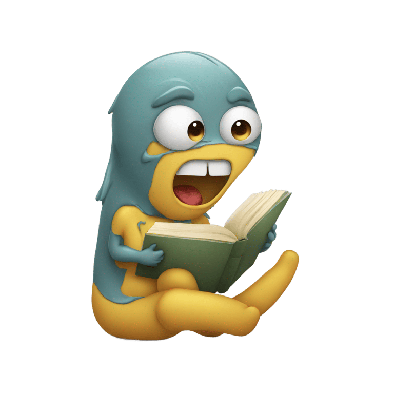 genmoji: drooling with a book in hand