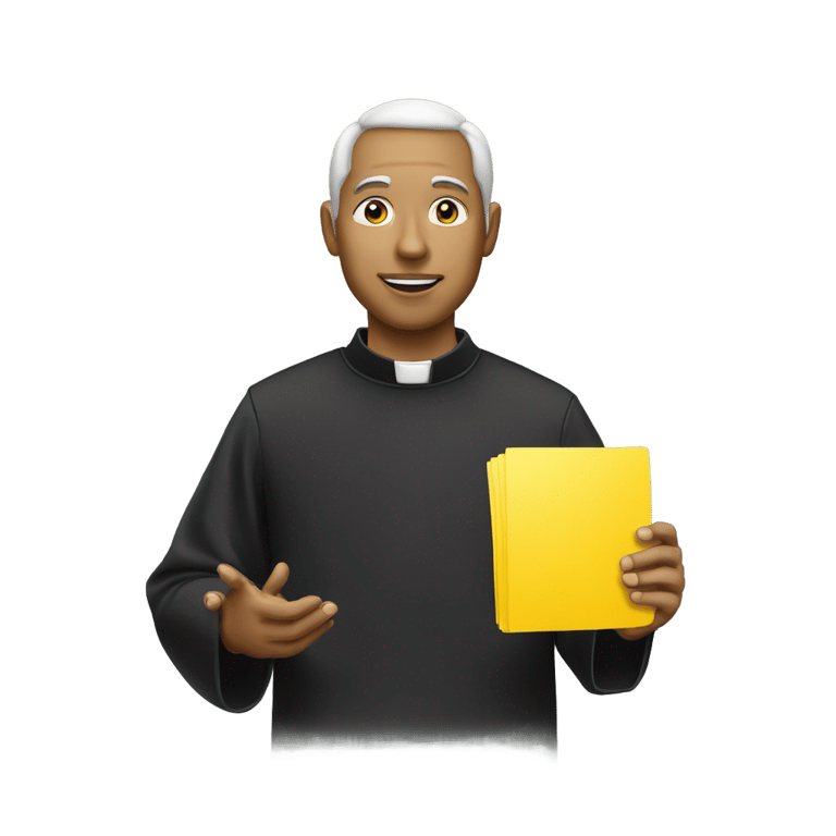 genmoji: Catholic Priest holding a yellow card