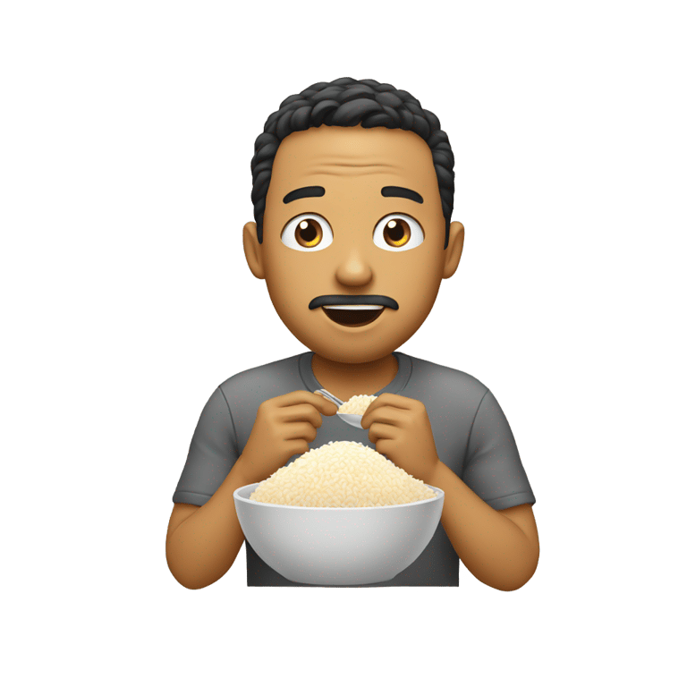 genmoji: Jimmy Rice eating rice