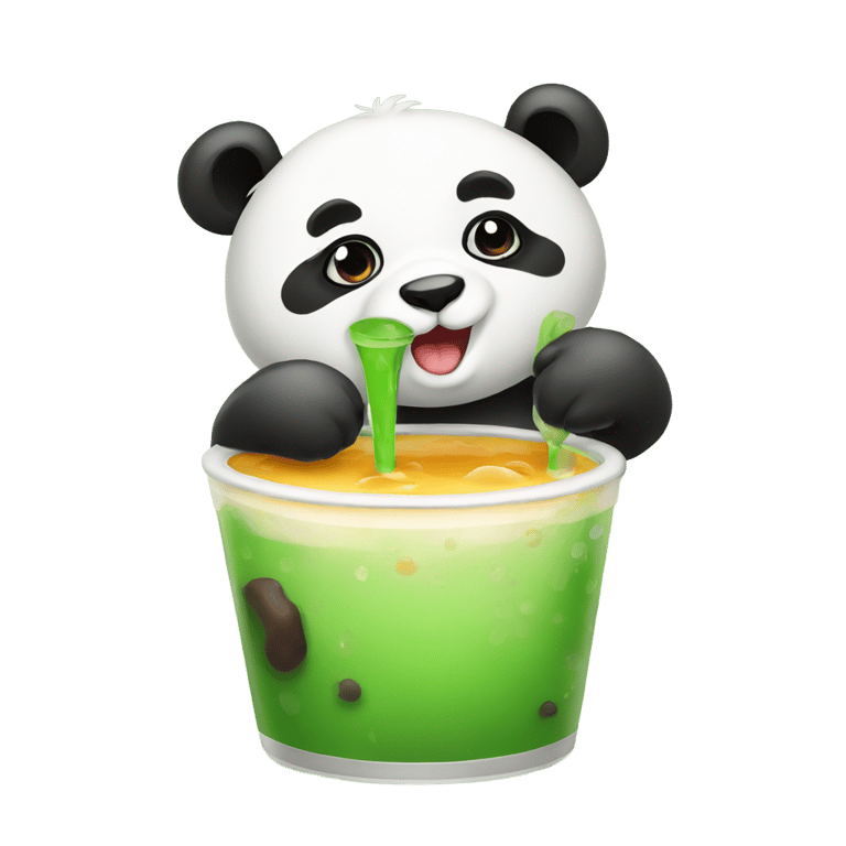 genmoji: panda drinking boba