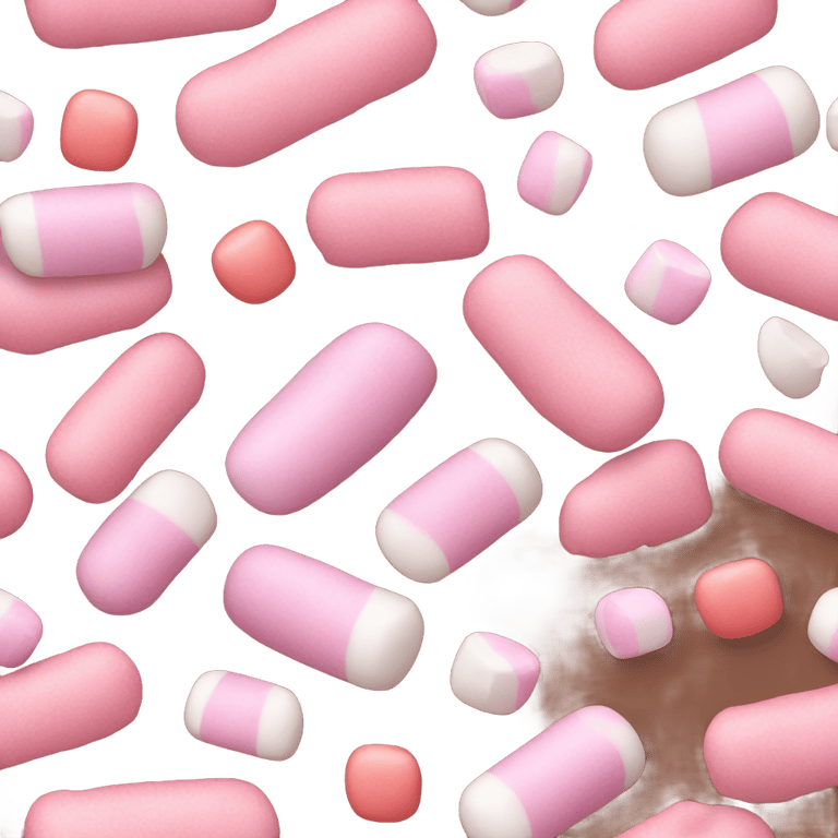 genmoji: cot cocoa with pink marshmallows and pink candy cane