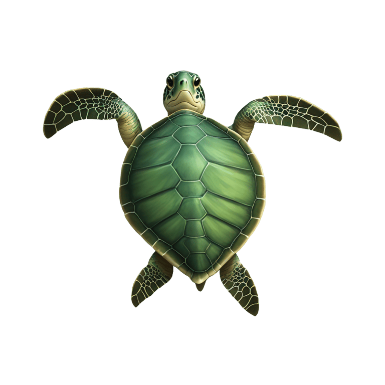 genmoji: Sea turtle from above with its head facing forward so only the top of its head is visible