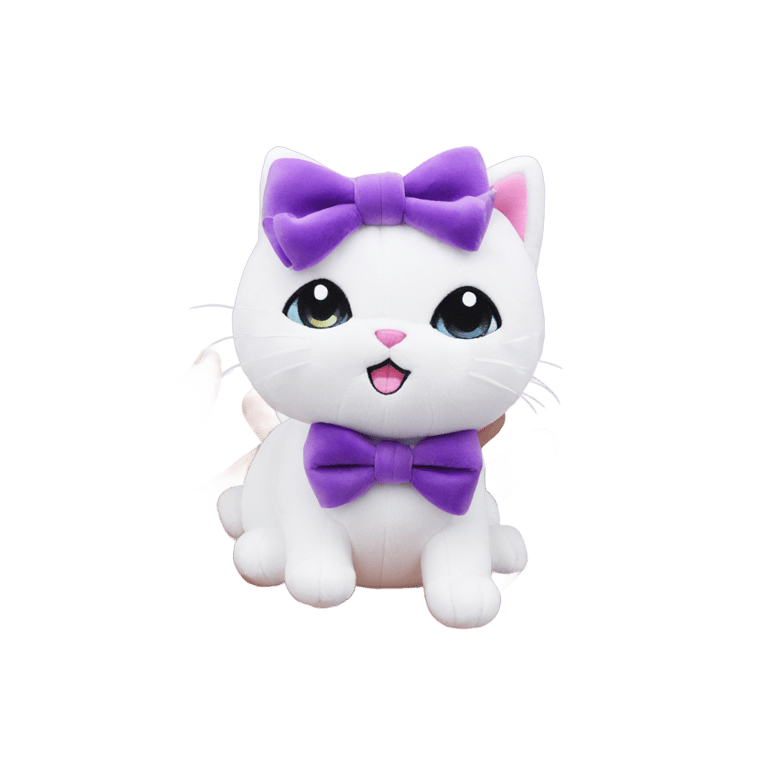 genmoji: Little purple bow plushie cute cat,