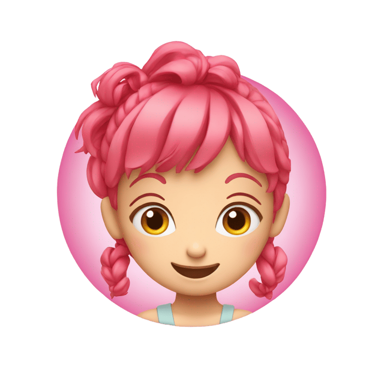 genmoji : A PINK CIRCLE A CUTE FACE AND RED SHOES