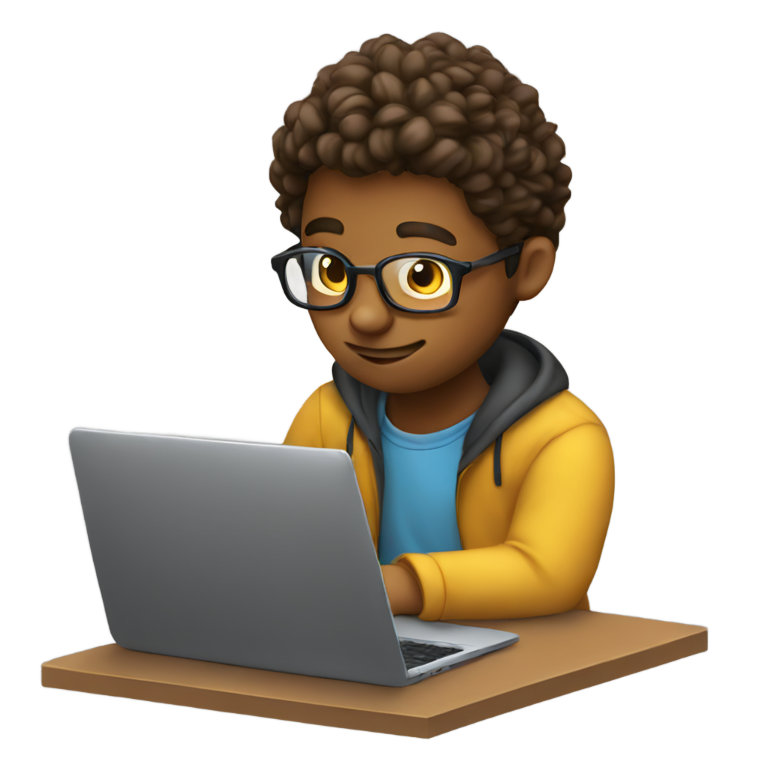 genmoji : Un étudiant qui code sur son ordinateur portable