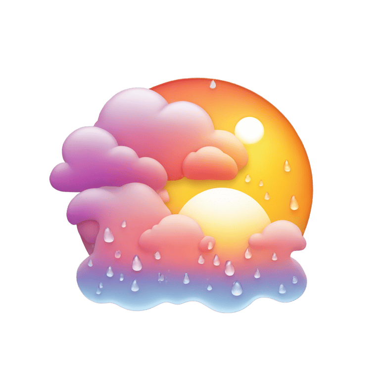 genmoji: Logo with Sunset and raindrops and snow