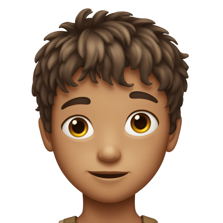 genmoji: Short boy with brown fringe and freckles