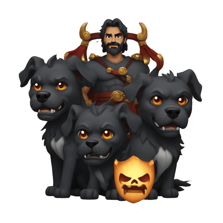 genmoji: Hades with a Cerberus