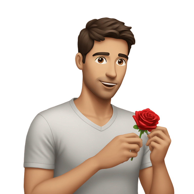 genmoji: A brunette man eating a rose