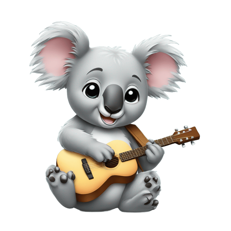 絵文字：a koala bear playing a guitar with a middle finger up