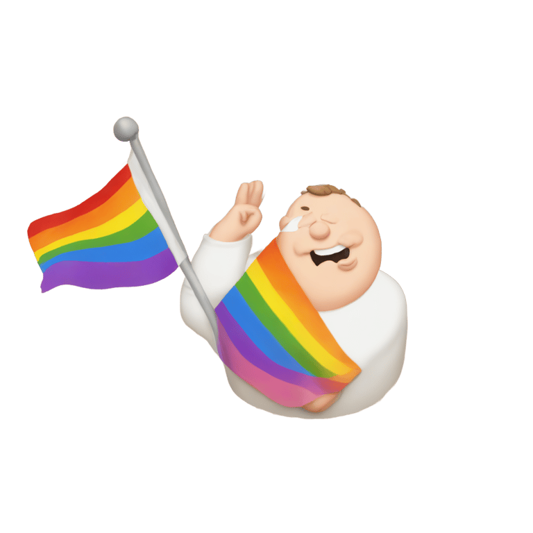 genmoji: Peter griffin saluting to the gay flag