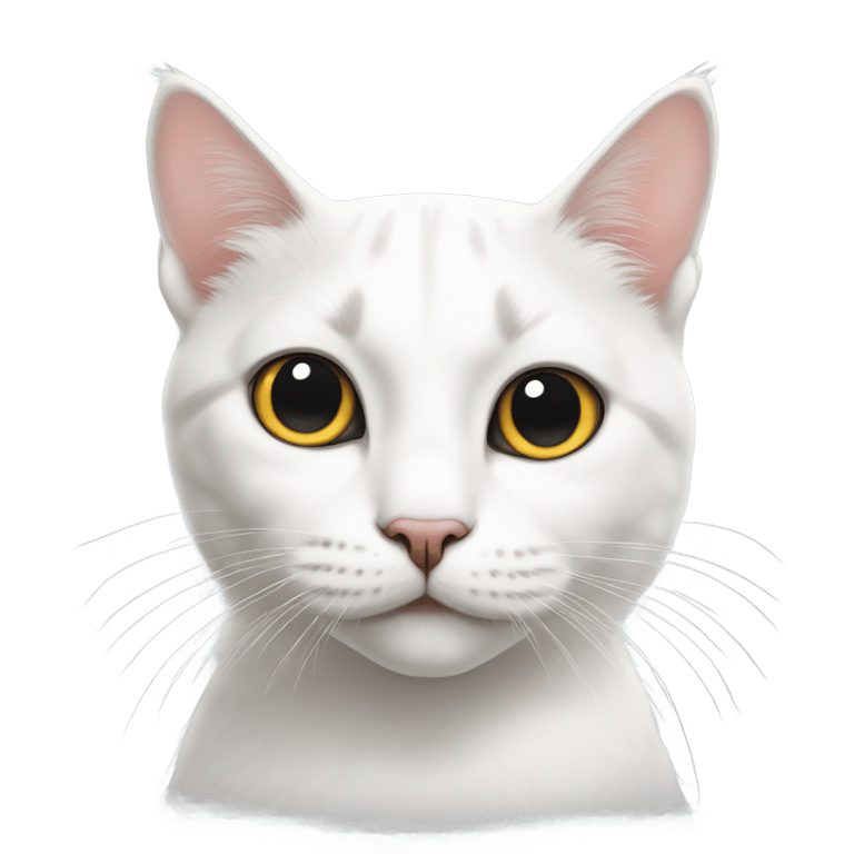 genmoji : Chat blanc avec deux taches noires foncées sur la tête