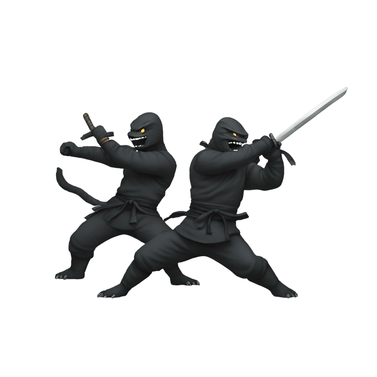 genmoji: Ninjas fighting godzilla