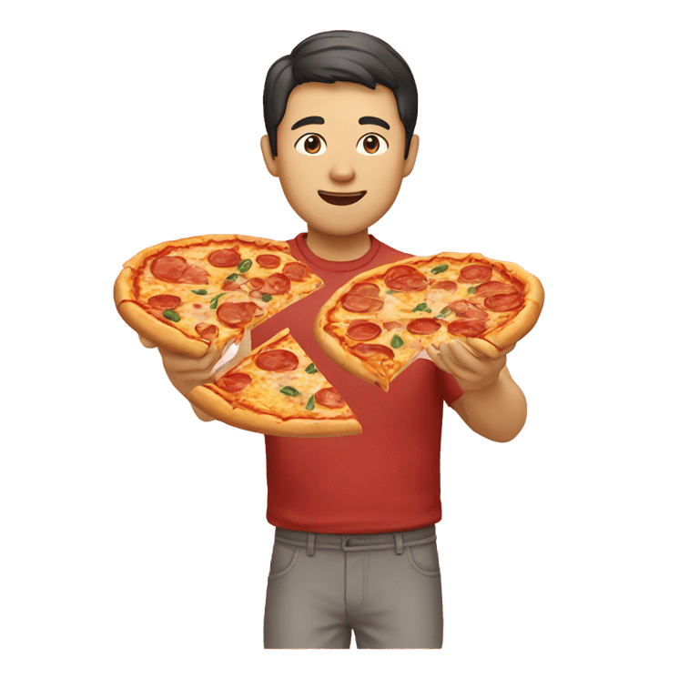 genmoji: Chinese man with pizza