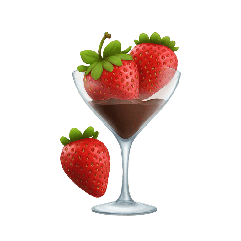 genmoji: Strawberries in a glass with chocolate