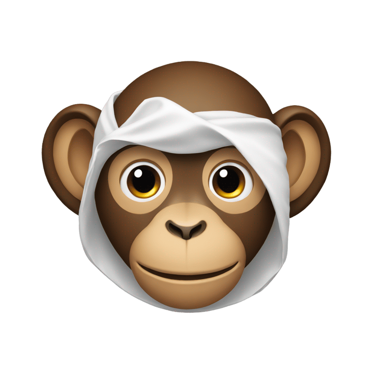 genmoji: Monkey with a white sheet on his head