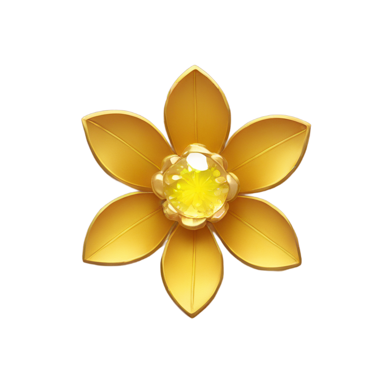 genmoji: Golden  flower with neon crystal inside
