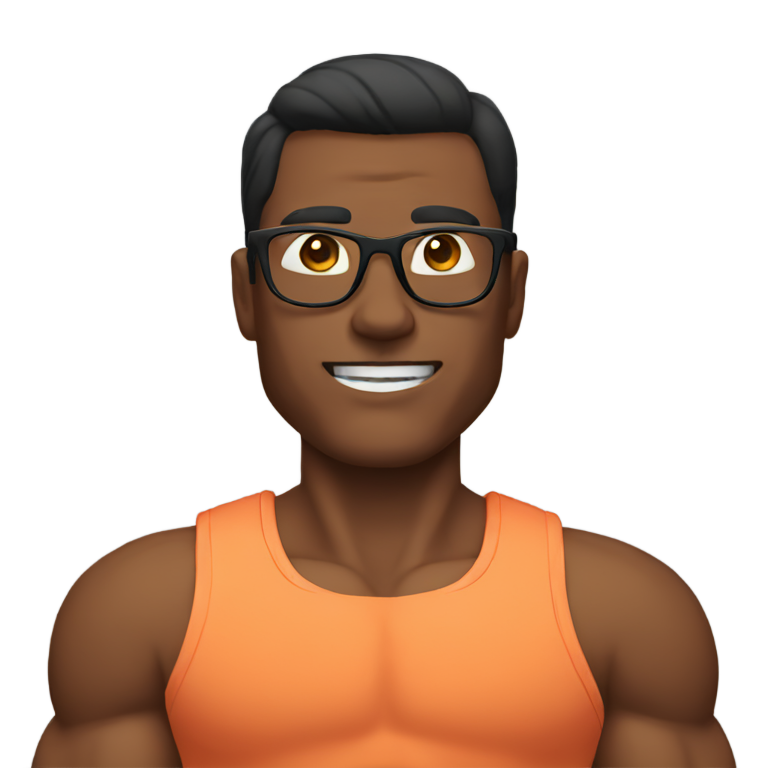 genmoji: muscles man, big, glasses