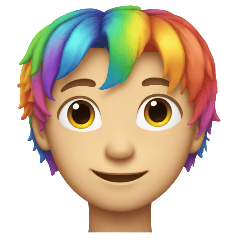 genmoji: A boy face with rainbow hairs