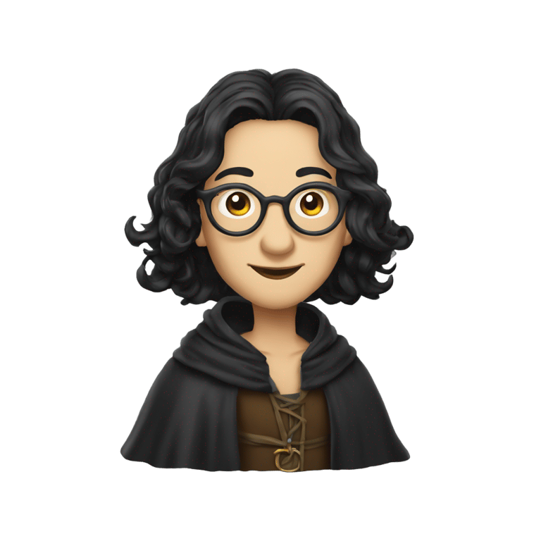 genmoji: Middle aged alchemist beautiful wearing witch robes black hair