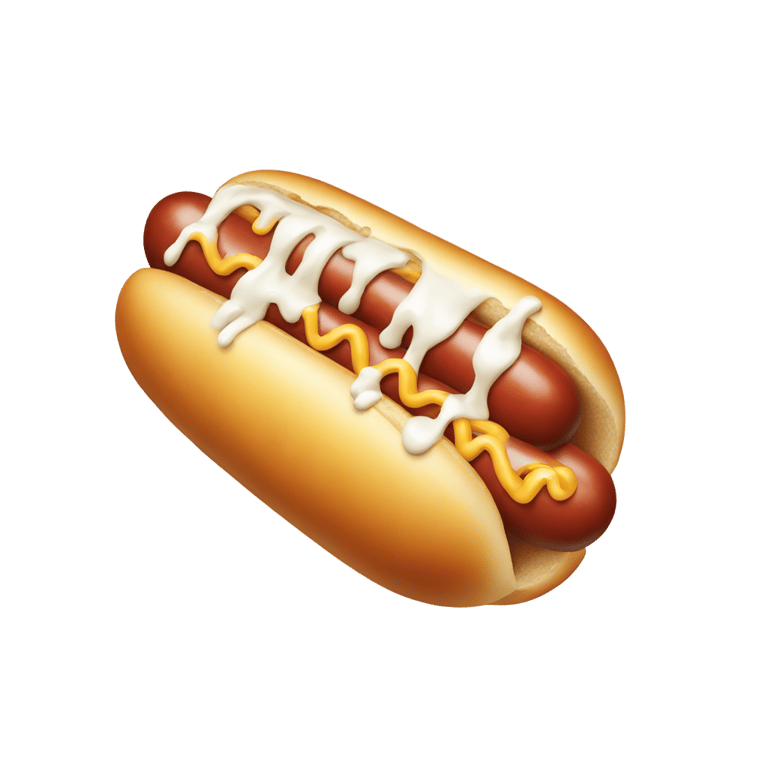 genmoji: big hotdog sjooting white liquid