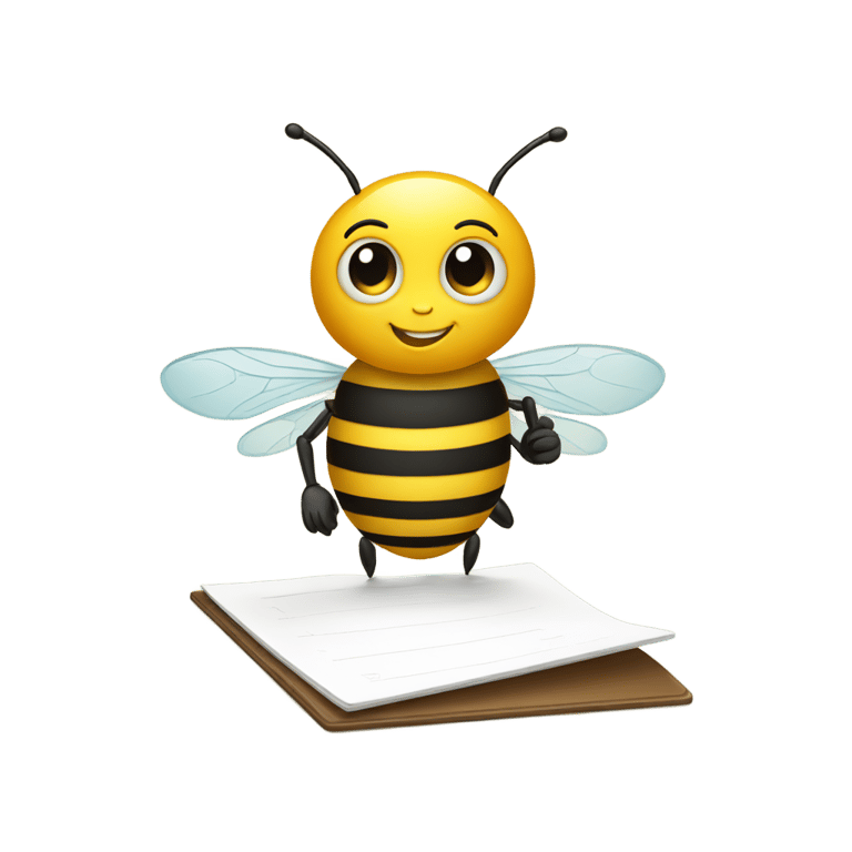 genmoji: Bee pointing at clipboard