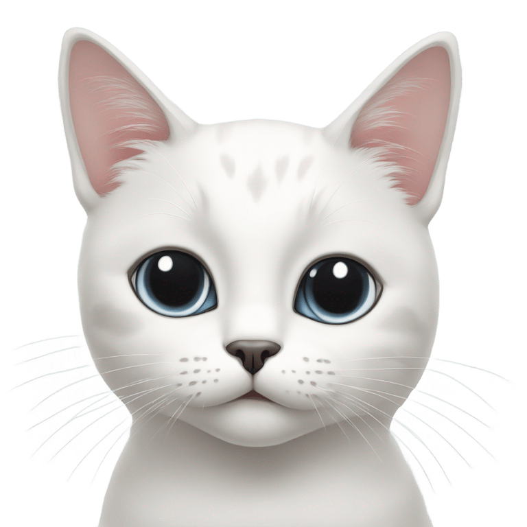 genmoji : white cat with two big black spots on head