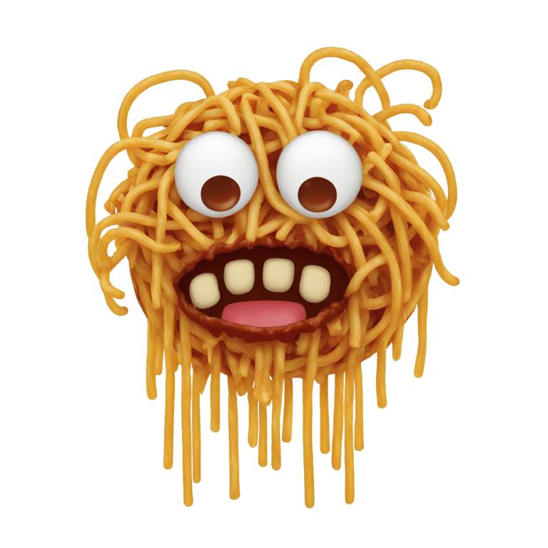 genmoji: Scary monster made of spaghetti and meatballs