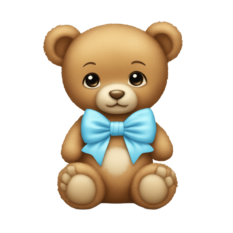 genmoji: cute baby blue bow on a teddy bear