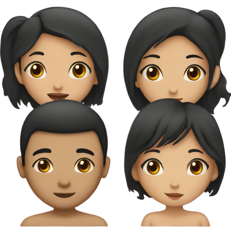 genmoji: Black hair asian girl and black guy kissing each other