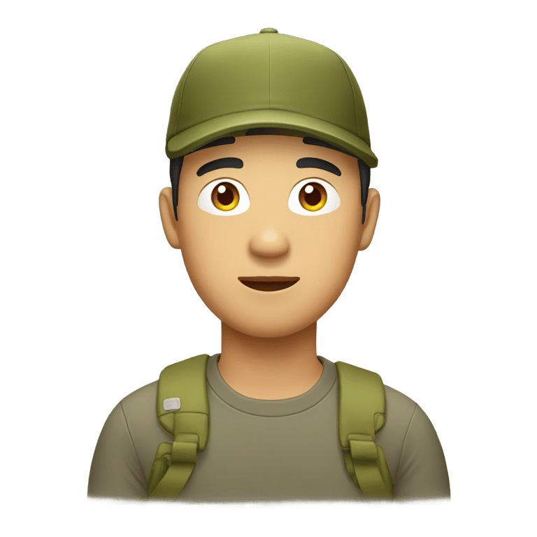 genmoji: asian man wearing an olive hat