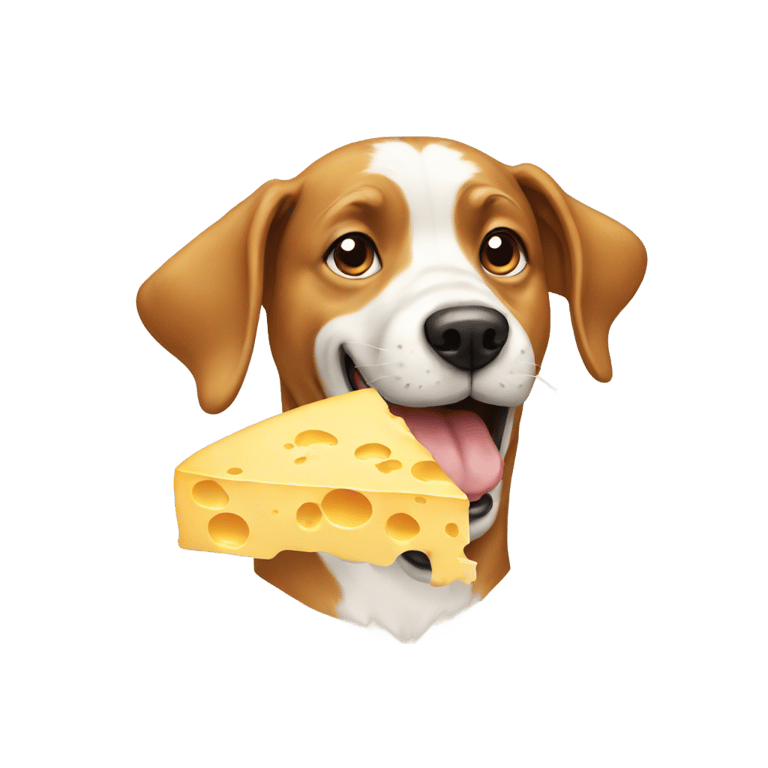 genmoji: a dog eating cheese