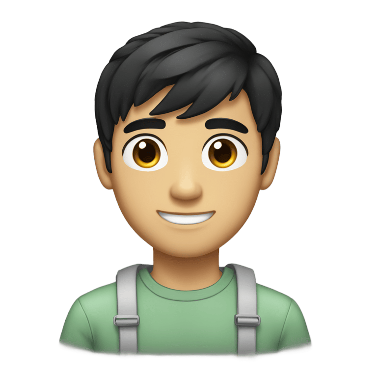 genmoji: a short black hair, dark brown eyes, tanned skin, teenager male with a smirk