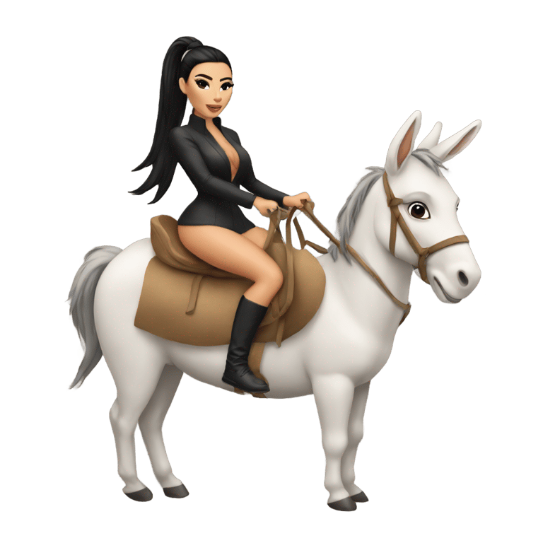 絵文字：kim kardashian riding a donkey